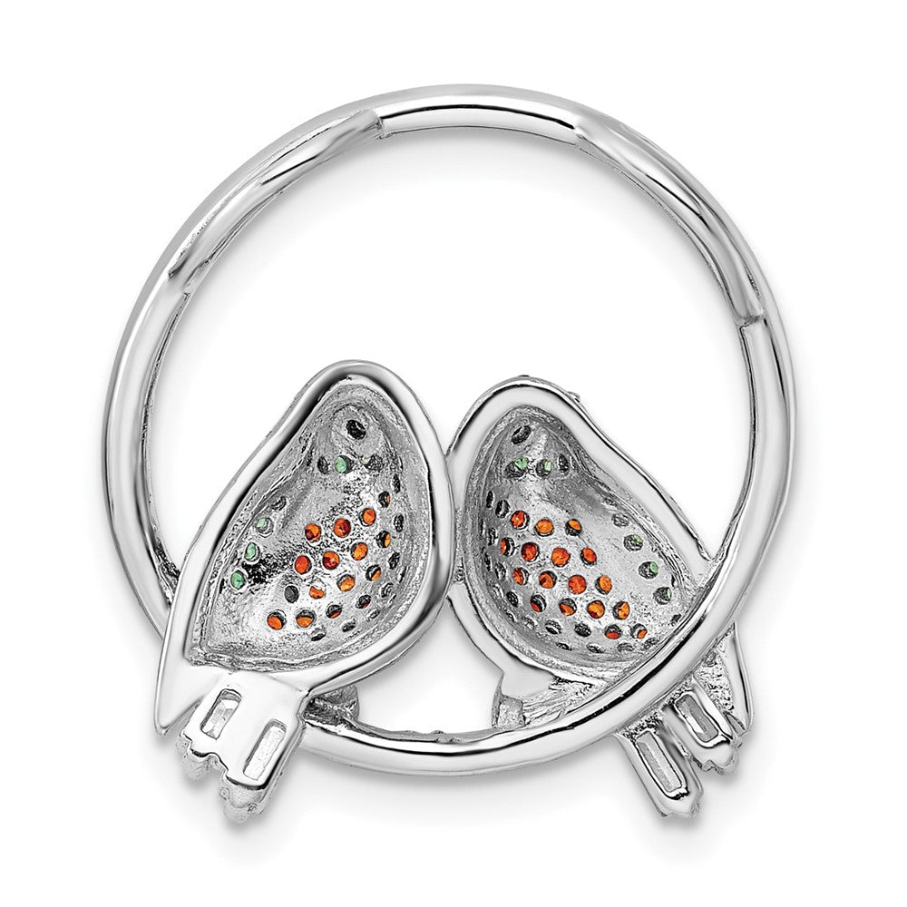 Sterlingsilber Rhodiniert Zirkonia Birds auf Perch Kette Anhänger
