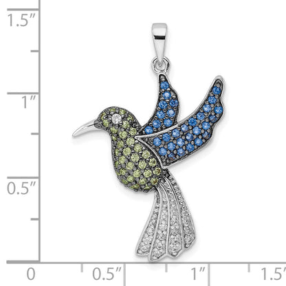 Sterlingsilber Blk/white Rhodiniert Mehrfarbig Zirkonia Hummingbird Anhänger