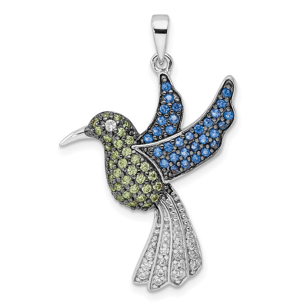 Sterlingsilber Blk/white Rhodiniert Mehrfarbig Zirkonia Hummingbird Anhänger