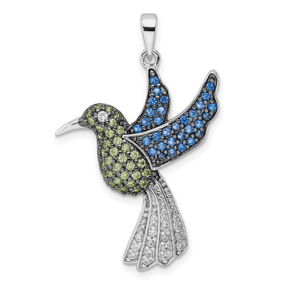 Sterlingsilber Blk/white Rhodiniert Mehrfarbig Zirkonia Hummingbird Anhänger