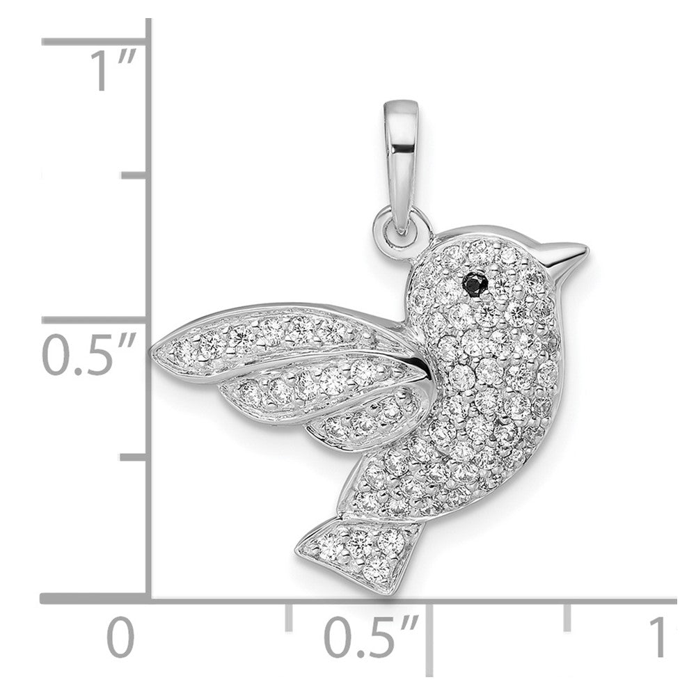 Sterlingsilber Rhodiniert Zirkonia Vogel Anhänger