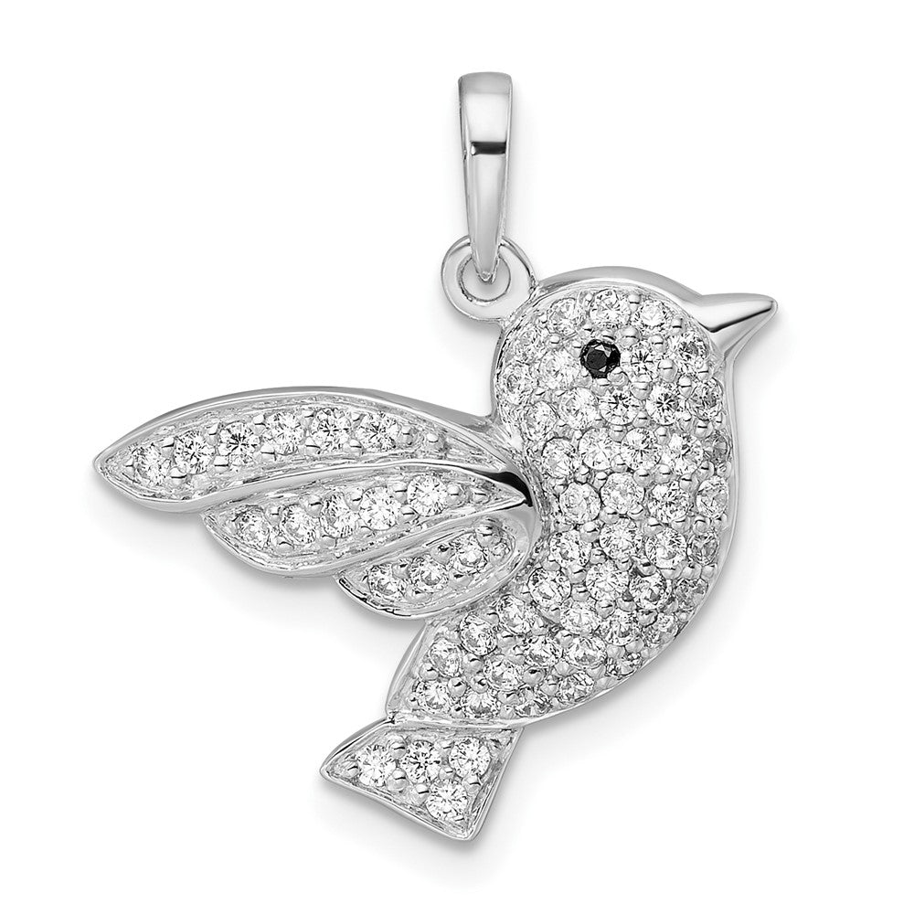 Sterlingsilber Rhodiniert Zirkonia Vogel Anhänger