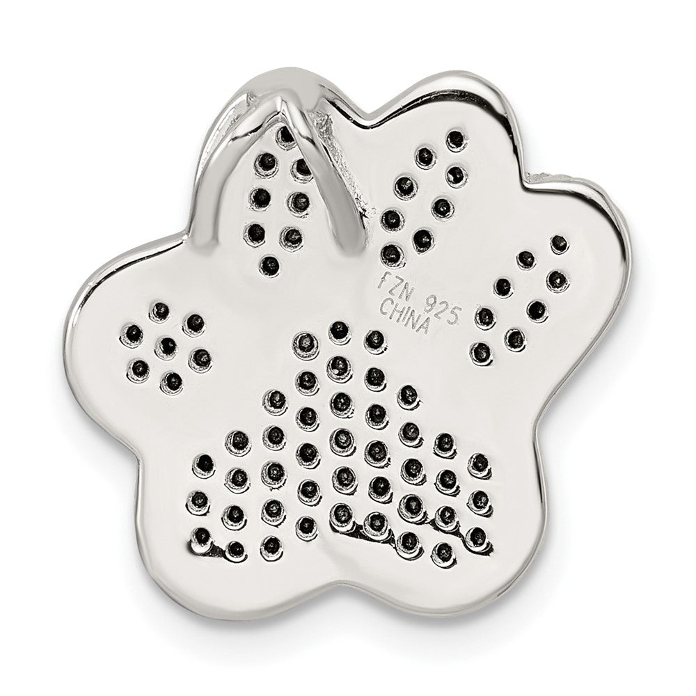 Sterlingsilber Rhodiniert Poliert Zirkonia Paw Druck Kette Anhänger