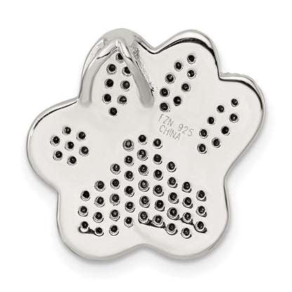 Sterlingsilber Rhodiniert Poliert Zirkonia Paw Druck Kette Anhänger