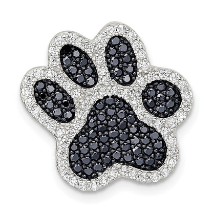 Sterlingsilber Rhodiniert Poliert Zirkonia Paw Druck Kette Anhänger
