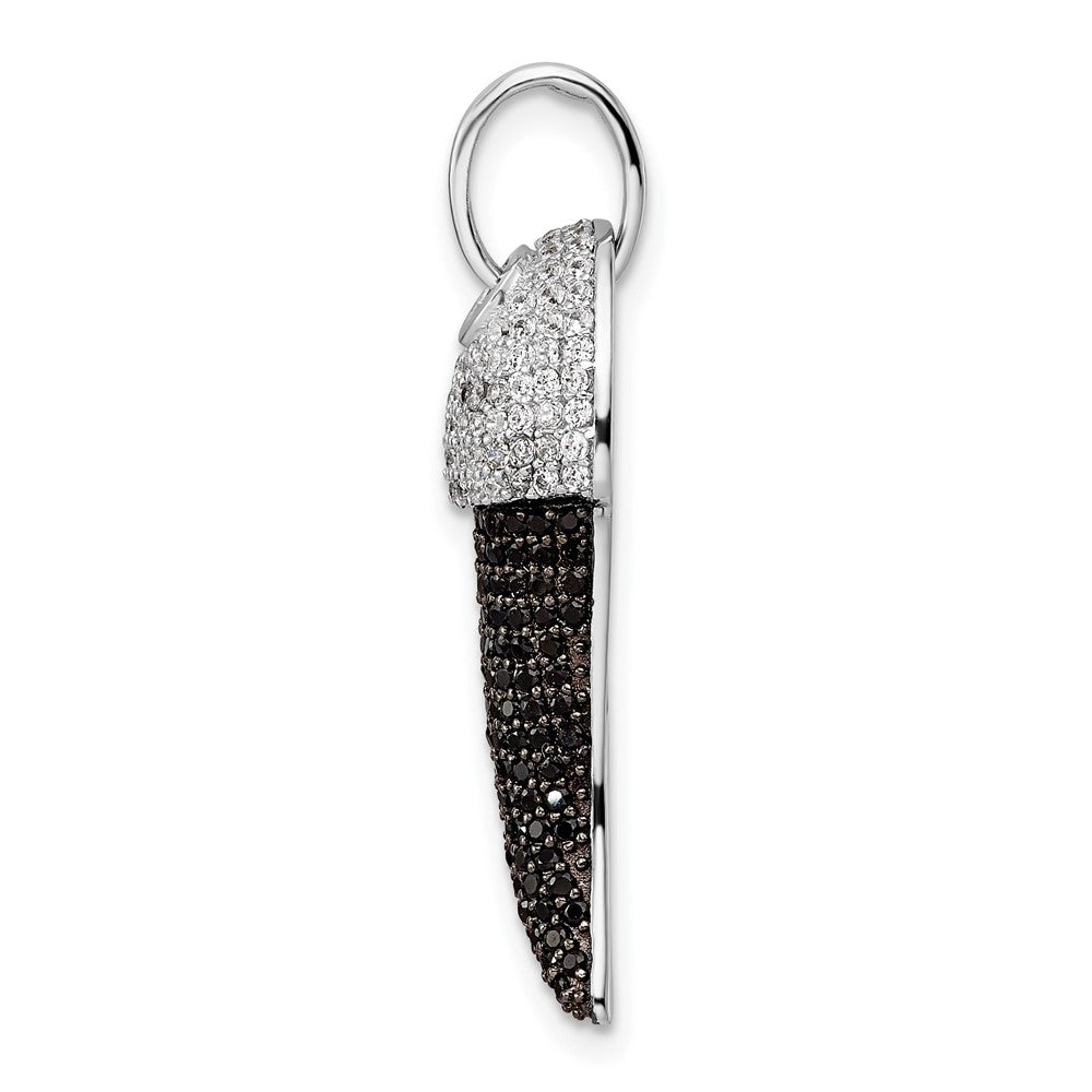 Sterlingsilber Rhodium-plate Schwarz und Weiß Zirkonia Claw Anhänger
