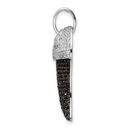 Sterlingsilber Rhodium-plate Schwarz und Weiß Zirkonia Claw Anhänger