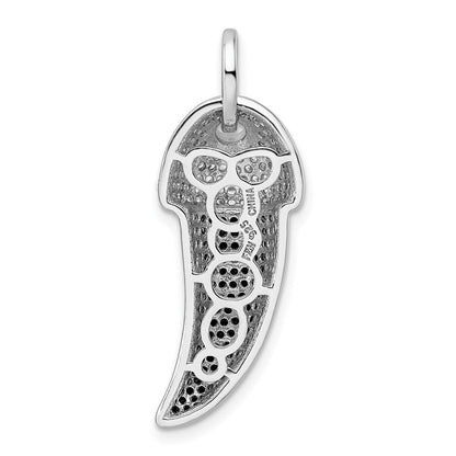 Sterlingsilber Rhodium-plate Schwarz und Weiß Zirkonia Claw Anhänger