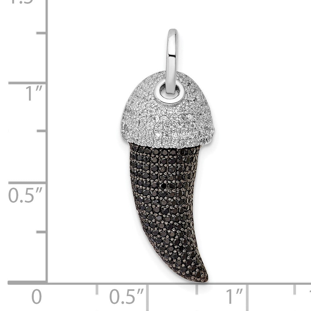 Sterlingsilber Rhodium-plate Schwarz und Weiß Zirkonia Claw Anhänger
