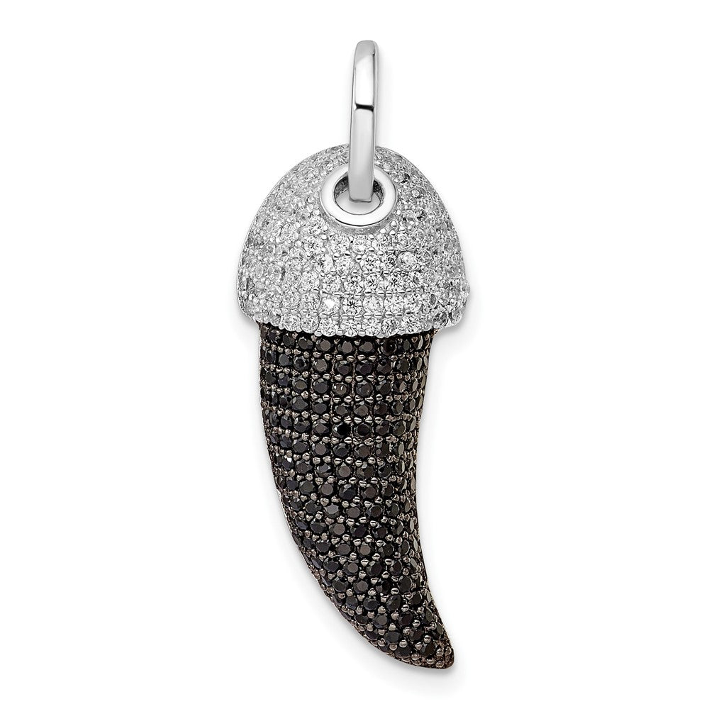 Sterlingsilber Rhodium-plate Schwarz und Weiß Zirkonia Claw Anhänger