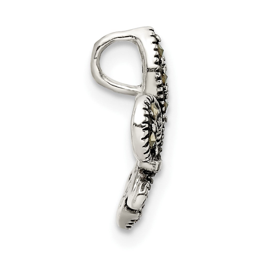 Sterlingsilber Antikisiert Markasit Fleur De Lis Kette Anhänger
