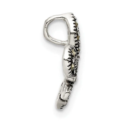 Sterlingsilber Antikisiert Markasit Fleur De Lis Kette Anhänger