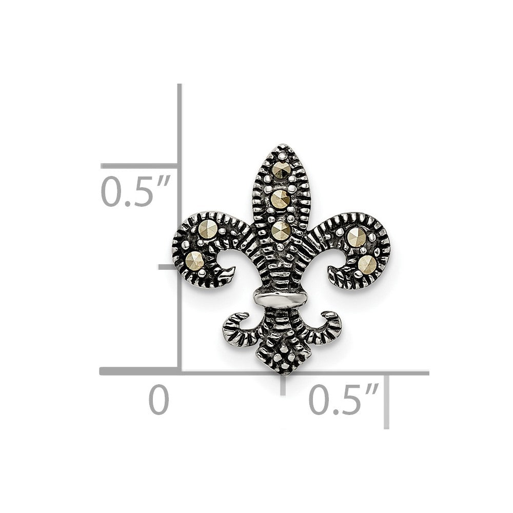 Sterlingsilber Antikisiert Markasit Fleur De Lis Kette Anhänger