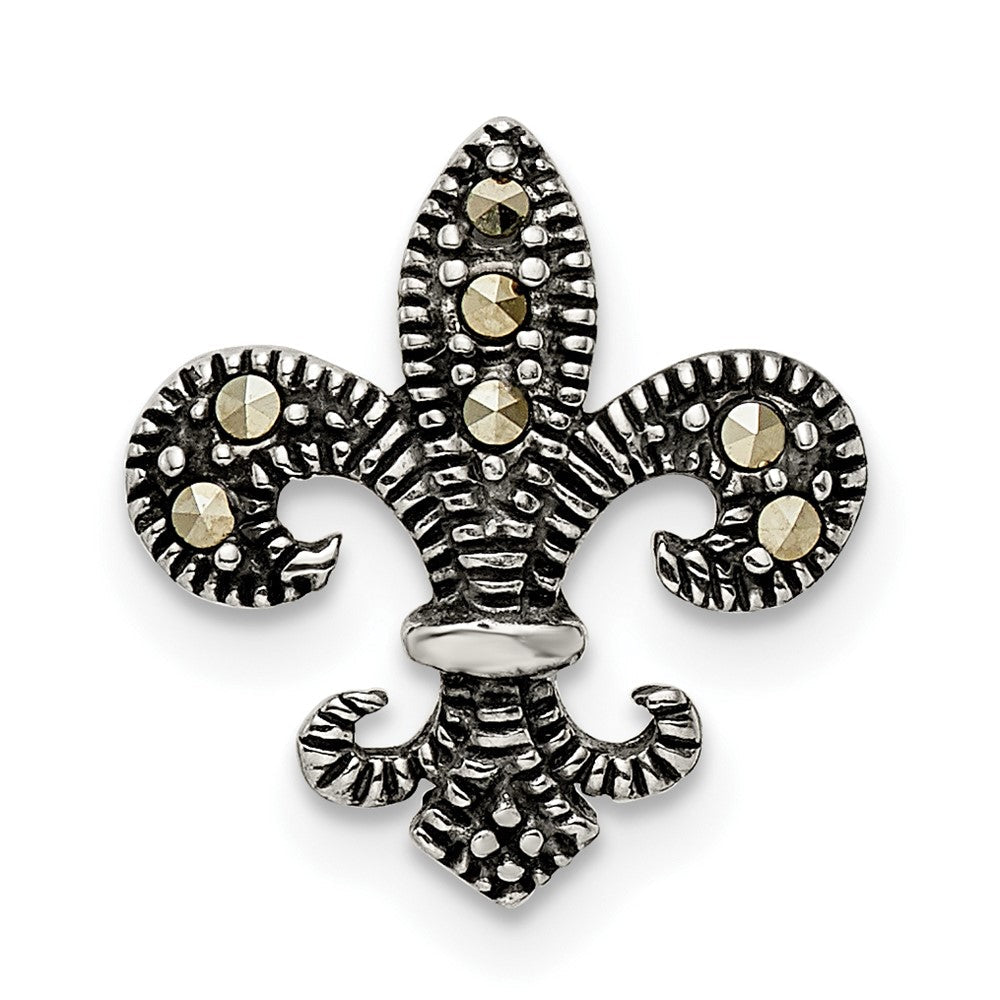 Sterlingsilber Antikisiert Markasit Fleur De Lis Kette Anhänger