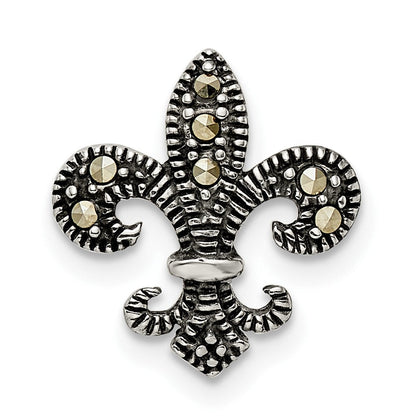 Sterlingsilber Antikisiert Markasit Fleur De Lis Kette Anhänger