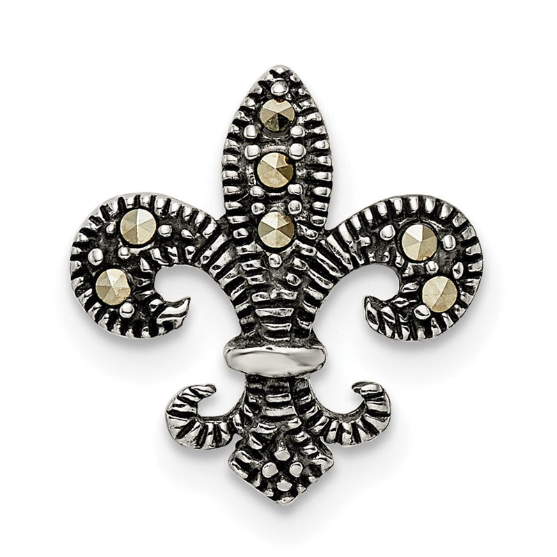 Sterlingsilber Antikisiert Markasit Fleur De Lis Kette Anhänger