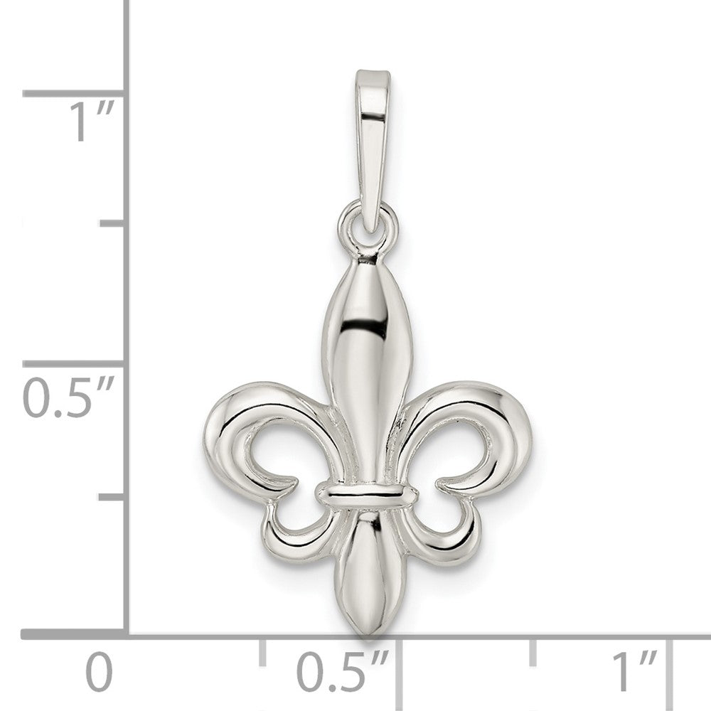 Sterlingsilber Rhodiniert Fleur De Lis Anhänger