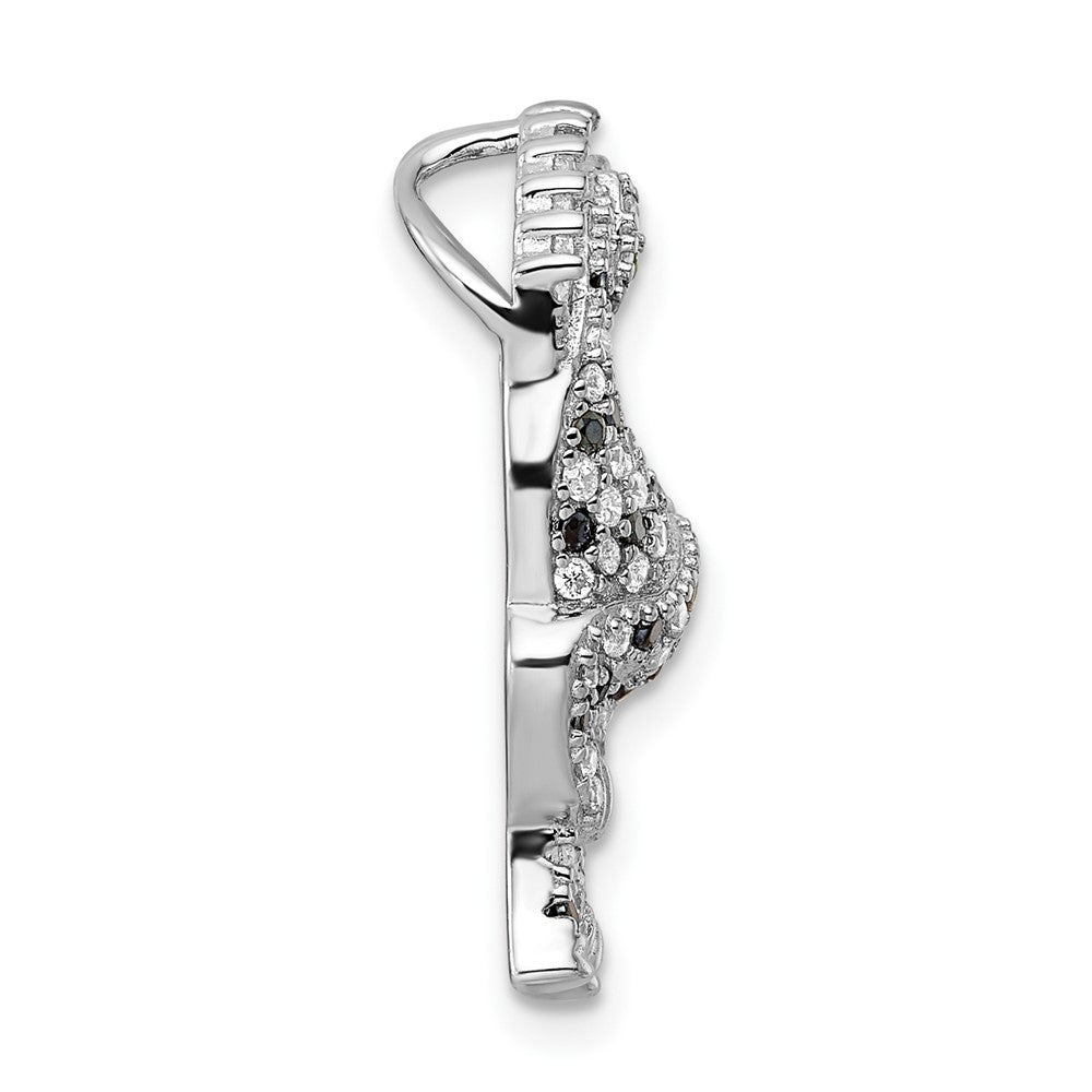 Sterlingsilber Rhodiniert Poliert Zirkonia Zebra Kette Anhänger