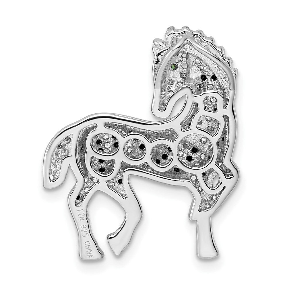 Sterlingsilber Rhodiniert Poliert Zirkonia Zebra Kette Anhänger