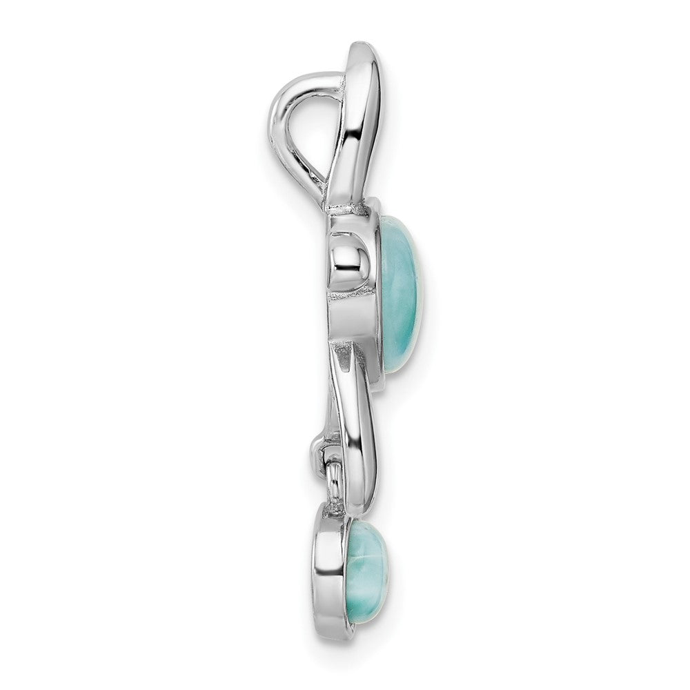 Sterlingsilber Rhodiniert Poliert Larimar Schildkröte Kette Anhänger