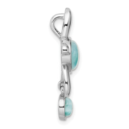 Sterlingsilber Rhodiniert Poliert Larimar Schildkröte Kette Anhänger