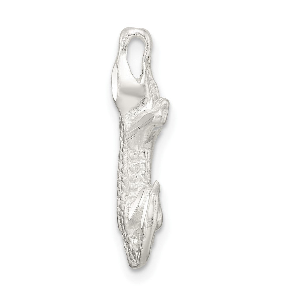 Sterlingsilber Satiniert & Poliert Diamantiert Alligator Kette Anhänger