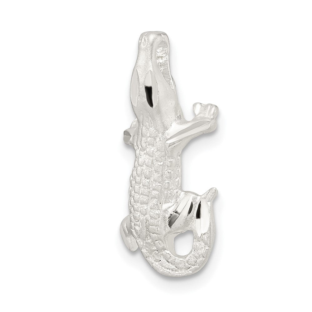 Sterlingsilber Satiniert & Poliert Diamantiert Alligator Kette Anhänger