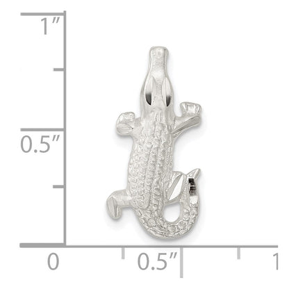 Sterlingsilber Satiniert & Poliert Diamantiert Alligator Kette Anhänger