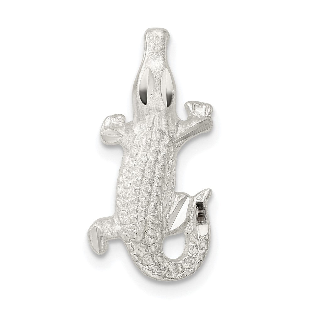 Sterlingsilber Satiniert & Poliert Diamantiert Alligator Kette Anhänger