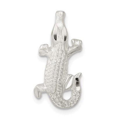 Sterlingsilber Satiniert & Poliert Diamantiert Alligator Kette Anhänger