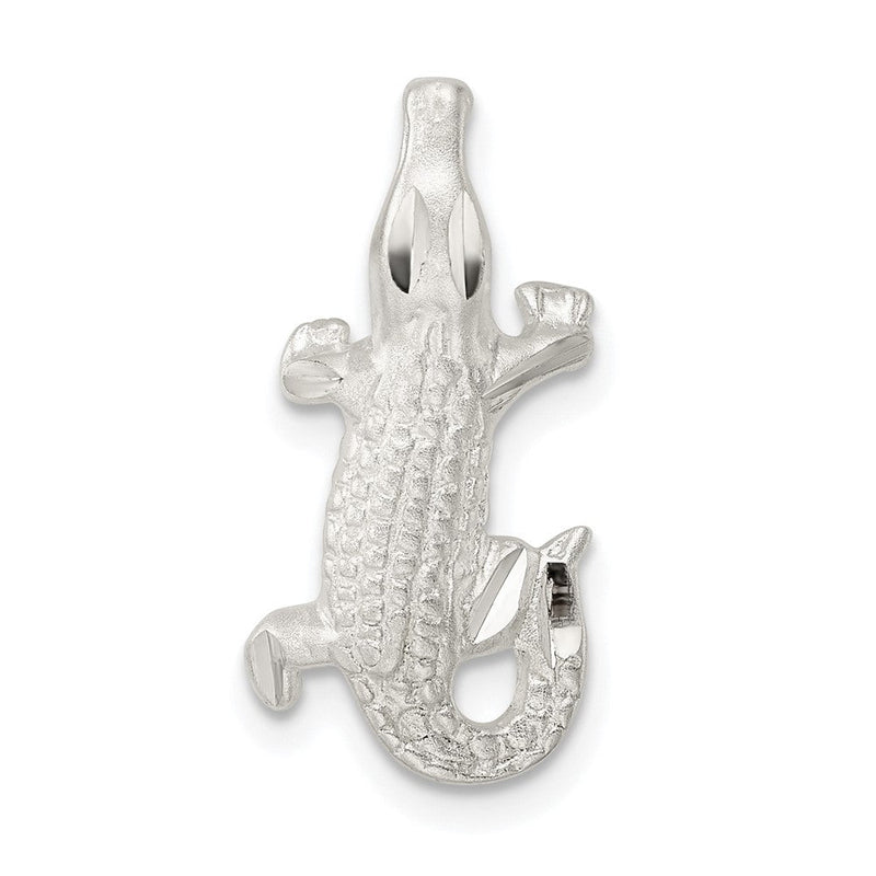 Sterlingsilber Satiniert & Poliert Diamantiert Alligator Kette Anhänger