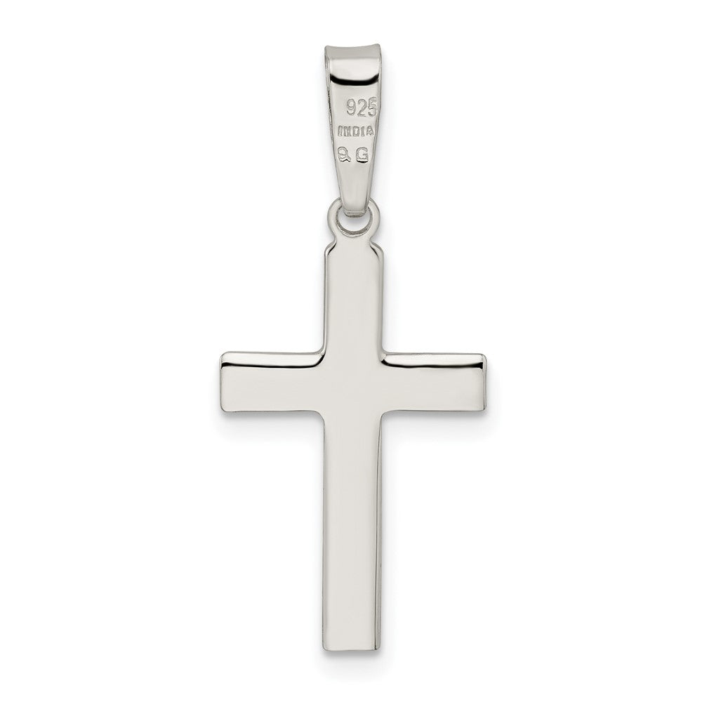 Sterlingsilber Poliert und Satiniert Mittig Lateinisch Kreuz Anhänger