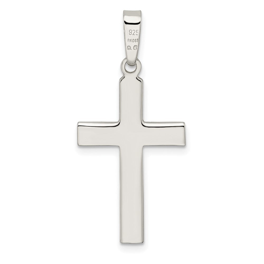 Sterlingsilber Poliert und Satiniert Lateinisch Kreuz Anhänger