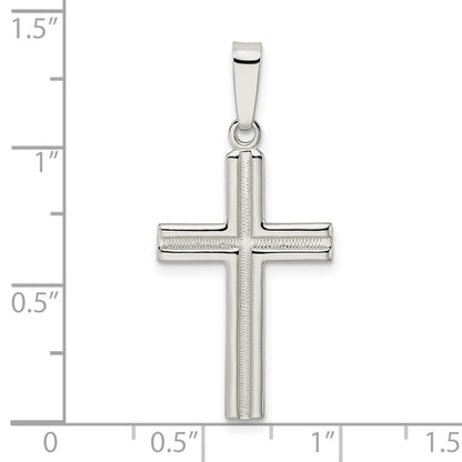 Sterlingsilber Poliert und Satiniert Lateinisch Kreuz Anhänger