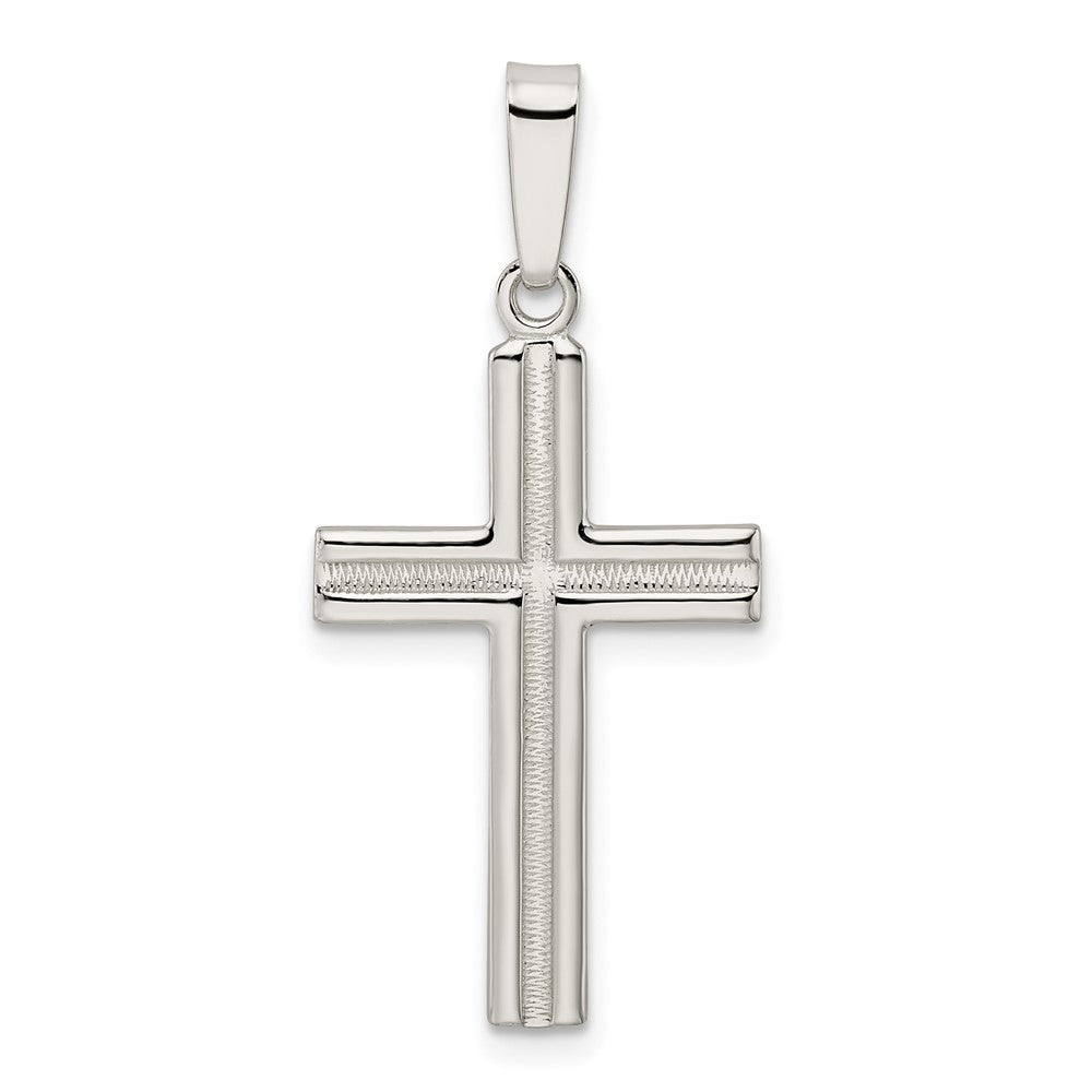 Sterlingsilber Poliert und Satiniert Lateinisch Kreuz Anhänger