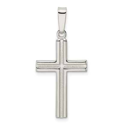 Sterlingsilber Poliert und Satiniert Lateinisch Kreuz Anhänger