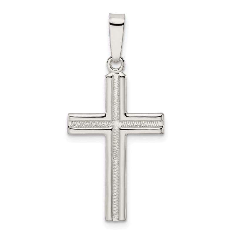 Sterlingsilber Poliert und Satiniert Lateinisch Kreuz Anhänger