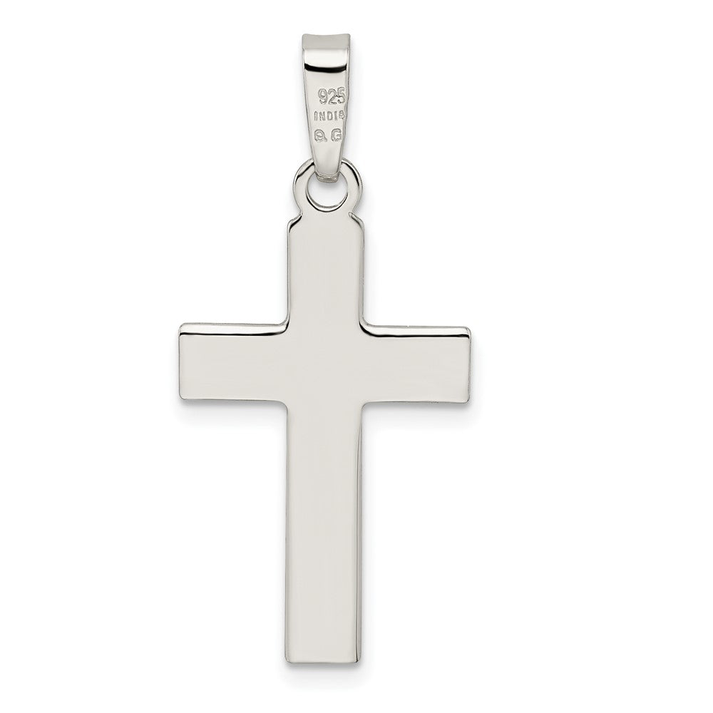 Sterlingsilber Poliert mit Kordel Ends Lateinisch Kreuz Anhänger