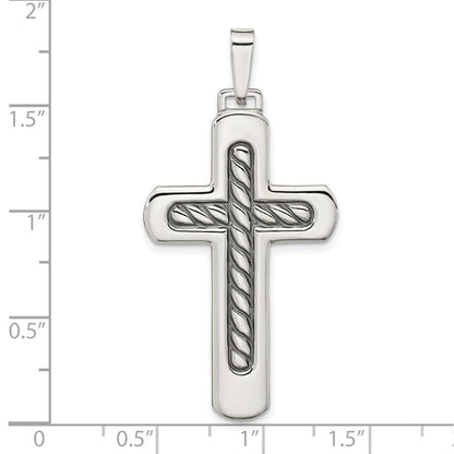 Sterlingsilber Poliert & Antikisiert Strukturiert Mittig Kreuz Anhänger