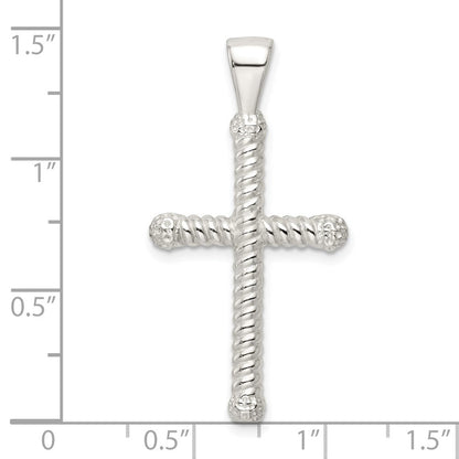 Sterlingsilber Poliert Gedreht Hohl Lateinisch Kreuz Anhänger