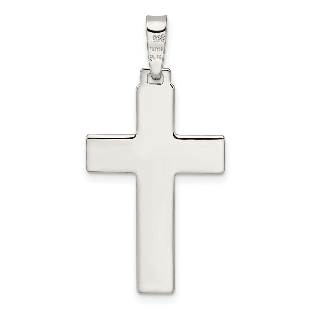 Sterlingsilber Poliert mit Lines Lateinisch Kreuz Anhänger