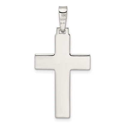 Sterlingsilber Poliert mit Lines Lateinisch Kreuz Anhänger