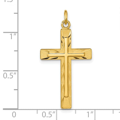 Sterlingsilber Vergoldet Poliert und Satiniert Diamantiert Kreuz Anhänger