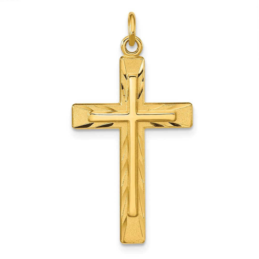 Sterlingsilber Vergoldet Poliert und Satiniert Diamantiert Kreuz Anhänger