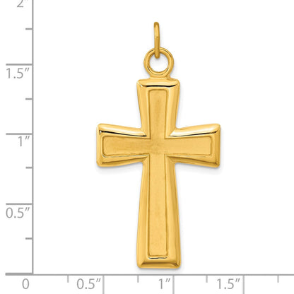 Sterlingsilber Vergoldet Poliert und Satiniert Kreuz Anhänger