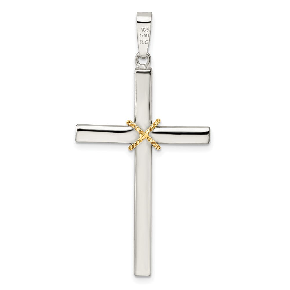 Sterlingsilber mit Goldfarben X Mittig Hohl Kreuz Anhänger