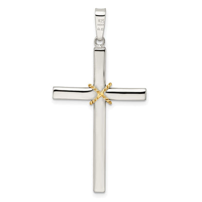 Sterlingsilber mit Goldfarben X Mittig Hohl Kreuz Anhänger