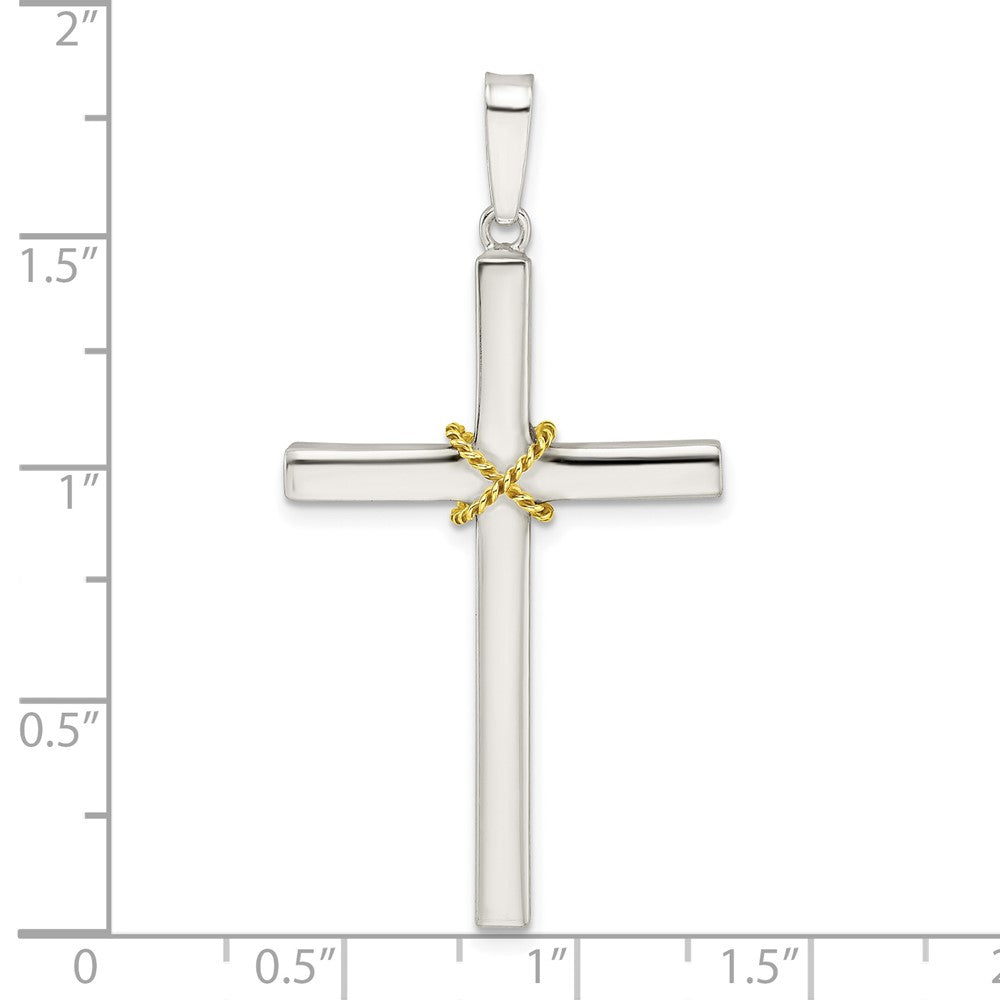 Sterlingsilber mit Goldfarben X Mittig Hohl Kreuz Anhänger