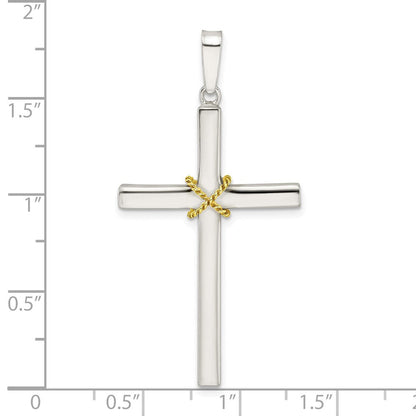 Sterlingsilber mit Goldfarben X Mittig Hohl Kreuz Anhänger