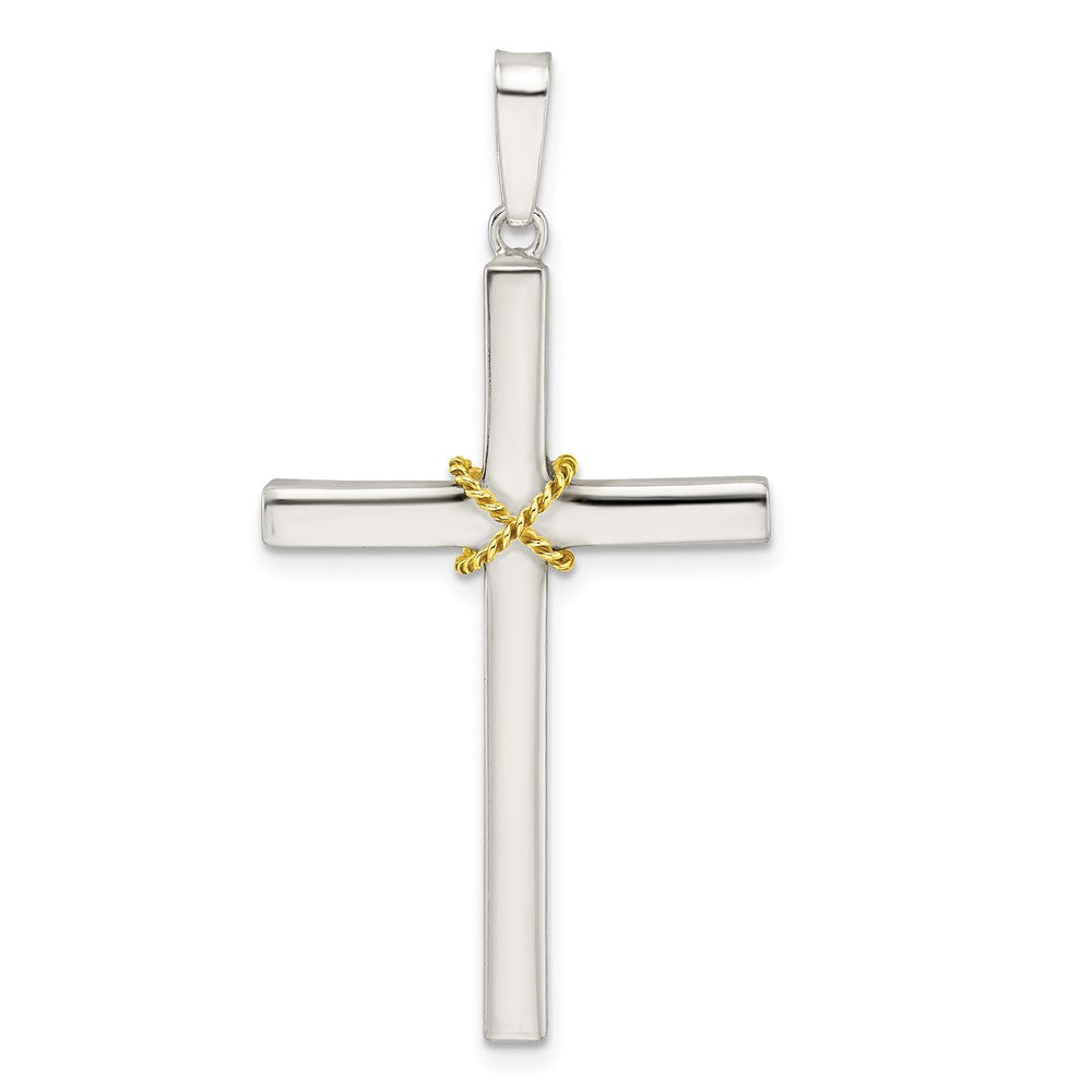 Sterlingsilber mit Goldfarben X Mittig Hohl Kreuz Anhänger